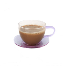 Glass Coffee Cup with handle and saucer